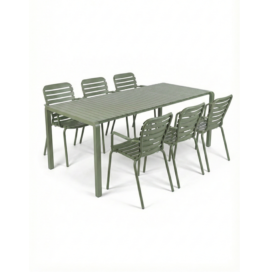 Vondel set - veľký stôl a šesť stoličiek s opierkami